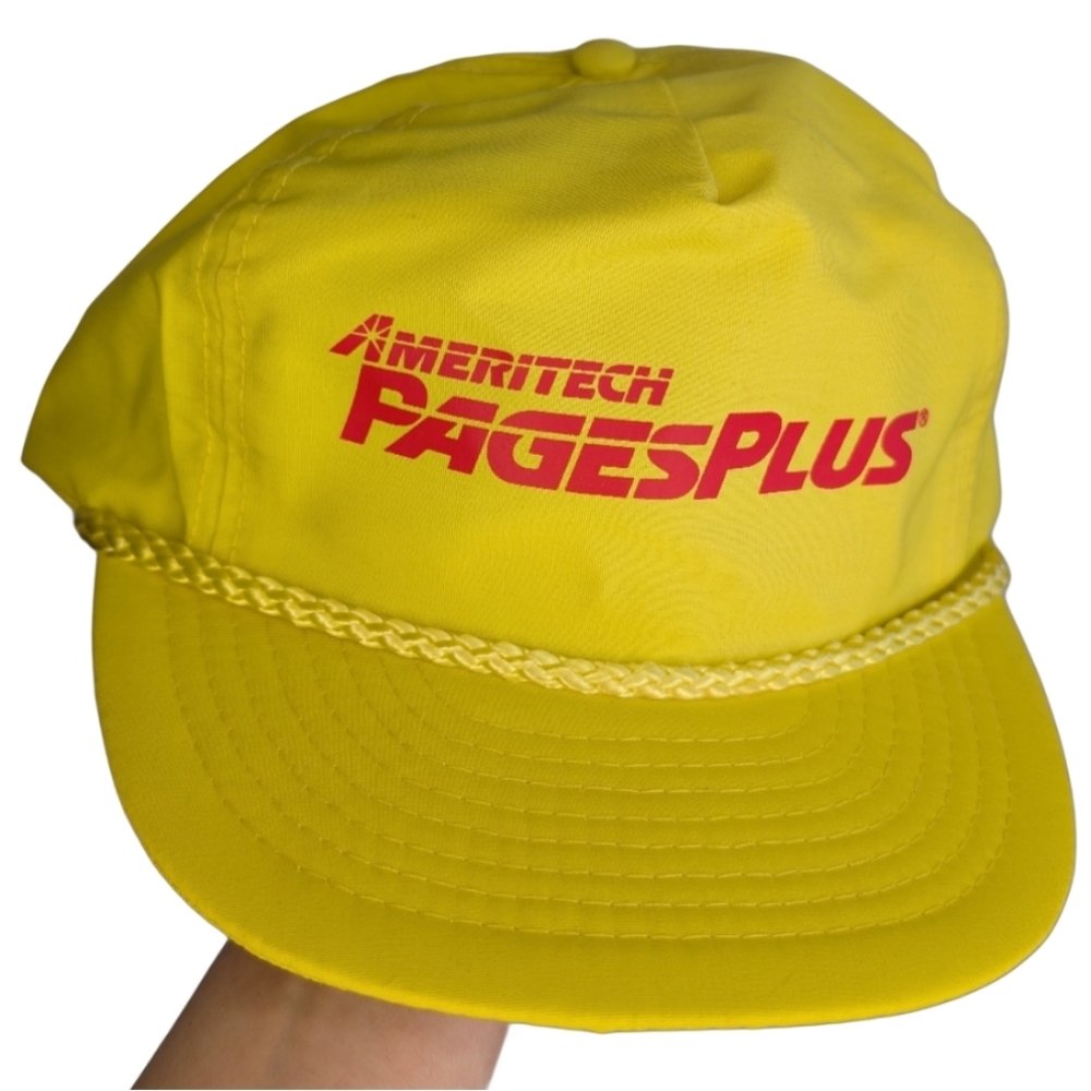 Vintage Ameritech‎ Pages Plus Men's Yellow Snapback Trucker Hat